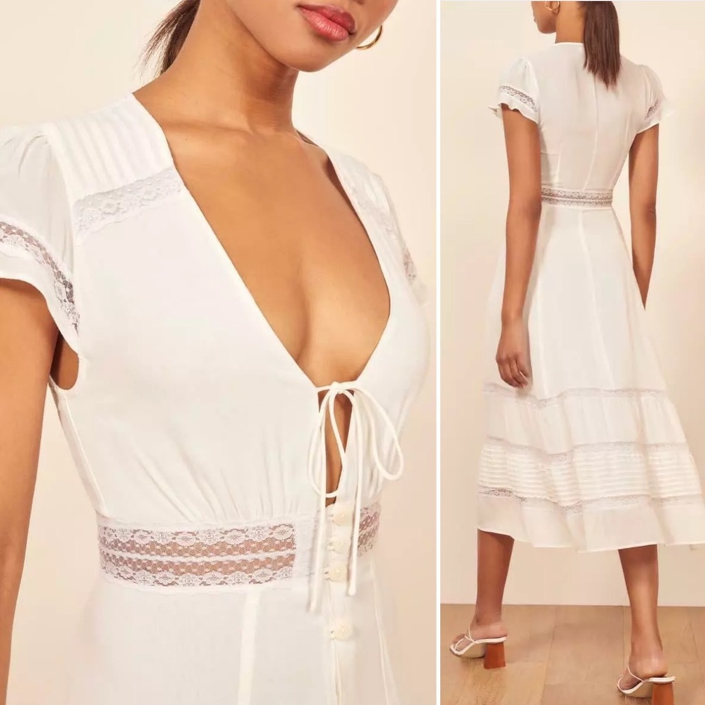 ❤️REFORMATION Ivory Lace Garland Midi Dress Size 4. Excellent condition❤️